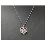 18" .925 Sterl chain w/Clear Stone Heart Pendant