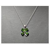 18" .925 Sterl Chain w/Shamrock Diam Accent Pend