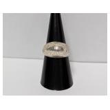 .925 Sterl Diamond Cut Dome Ring Sz 8