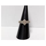 .925 Sterl Marquise Shape Diamond Ring Sz 7