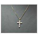 18" Vermeil/.9225  Sterl Chain w/CZ Cross Pendant
