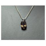 18" .925 Sterl Chain w/Smoky Quartz Pendant