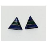 .925 Sterl Malachite/Lapis Earrings