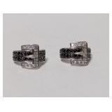.925 Sterl CZ Belt Buckle Earrings
