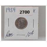 1959 90% Silv Roos Dime