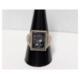 .925 Sterl Vtg Warrior Intaglio Ring Sz 10