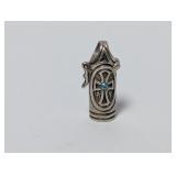 .925 Sterl Blue Stone Prayer Capsule Pendant