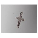 .925 Sterl Diamond Cut Cross Pendant/Charm