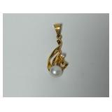 Vermeil/.925 Sterl Faux Pearl Pendant