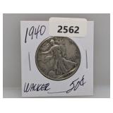 1940 90% Silv Walker Half $1
