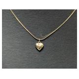 14" 14K YG Chain & Heart Pendant