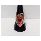 .925 Sterl Bold Triangular Glass Adjustable Ring
