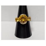 Vermeil/.925 Sterl Yellow Stone Ring Sz 9