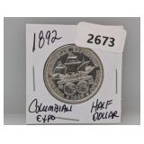 1892 90% Silv Columbian Expo Half $1