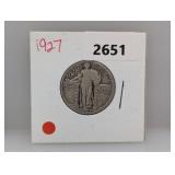 1927 90% Silver Standing Liberty Quarter