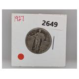 1927 90% Silv Standing Liberty Quarter