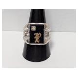 .925 Sterl "P" Initial Ring w/Clear Accents Sz 1