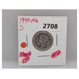 1940-D 90% Silv Mercury Dime