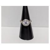.925 Sterling Halo Set Brilliant Cut Ring Sz 6