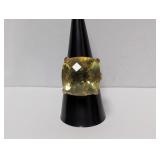 Vermeil/.925 Sterl Lg Yellow Stone Ring Sz 8