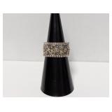 .925 Sterl Floral Design Band Sz 6