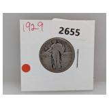 1929 90% Silv Standing Liberty Quarter