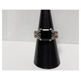 .925 Sterl Sq Stone w/Marcasite Accents Ring Sz 7