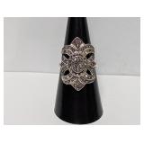 .925 Sterl Marcasite Statement Ring Sz 8