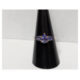 Vermeil/.925 Sterl Teardrop Purple Stone Ring Sz