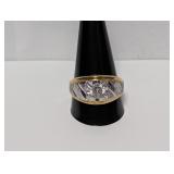 14K Gold Plated Lind Clear Stone Ring Sz 13