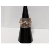 .925 Sterling Wavy Line $ Beaded Band Sz 6