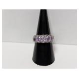 .925 Sterling Purple Stone Ring Sz 8