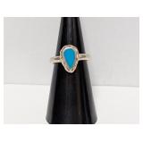 .925 Sterl Turquoise Teardrop Ring Sz 6