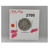 1936 90% Silv Mercury Dime