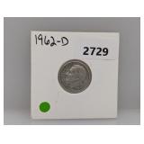 1962-D 90% Silv Roos Dime