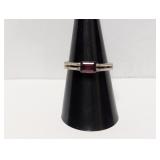 .925 Sterl Red Stone Split Band Ring Sz 8