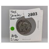 1945 80% Silv Canada Quarter