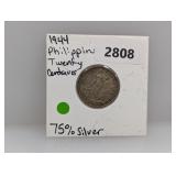 1944 75% Silv Pilippine Twenty Centavos