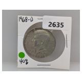 1968-D 40% Silv JFK Half $1 Dollar
