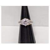 Vermeil/.925 Sterl Round CZ Ring Sz 6