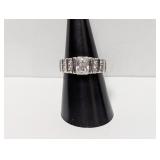 .925 Sterl Emerald Cut CZ Ring Sz 8