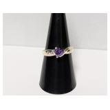 .925 Sterl Purple/Clear Stone Ring Sz 8