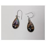 .925 Sterl Teardrop Scenic Landscape Earrings
