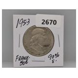 1953 90% Silv Franklin Half $1 Dollar