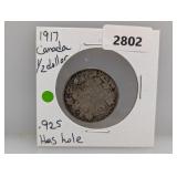1917 .925 Silv Canada Half $1 Dollar