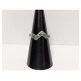 .925 Sterl Turquoise Chip Band Ring Sz 7