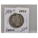 1906-D 90% Silv Barber Half $1 Dollar