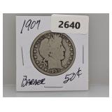 1907 90% Silv Barber Half $1 Dollar