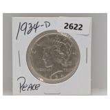 1934-D 90% Silv Peace $1 Dollar