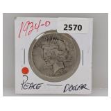 1934-D 90% Silv Peace $1 Dollar